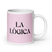 La Lógica The Logical Funny Home Office Work Coffee Mug Mexican Spanish Pride Gift White Glossy Cup Light Pink Card Mug Mexicada 20 oz