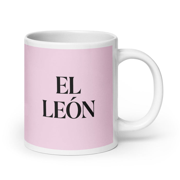 El León The Lion Funny Home Office Work Coffee Mug Mexican Spanish Pride Gift White Glossy Cup Light Pink Card Mug Mexicada 20 oz