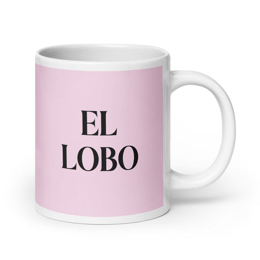 El Lobo The Wolf Funny Home Office Work Coffee Mug Mexican Spanish Pride Gift White Glossy Cup Light Pink Card Mug Mexicada 20 oz