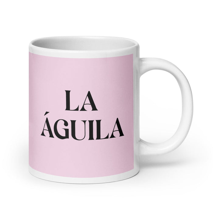 La Águila The Eagle Funny Home Office Work Coffee Mug Mexican Spanish Pride Gift White Glossy Cup Light Pink Card Mug Mexicada 20 oz