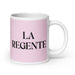 La Regente The Ruler Funny Home Office Work Coffee Mug Mexican Spanish Pride Gift White Glossy Cup Light Pink Card Mug Mexicada 20 oz