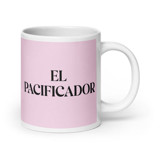 El Pacificador The Peacemaker (Type 9) Funny Home Office Work Coffee Mug Mexican Spanish Pride Gift White Glossy Cup Light Pink Card Mug Mexicada 20 oz