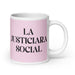 La Justiciara Social The Social Justice Advocate Funny Home Office Work Coffee Mug Mexican Spanish Pride Gift White Glossy Cup Light Pink Card Mug Mexicada 20 oz