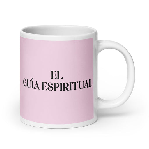 El Guía Espiritual The Spiritual Guide Funny Home Office Work Coffee Mug Mexican Spanish Pride Gift White Glossy Cup Light Pink Card Mug Mexicada 20 oz