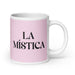 La Mística The Mystic Funny Home Office Work Coffee Mug Mexican Spanish Pride Gift White Glossy Cup Light Pink Card Mug Mexicada 20 oz