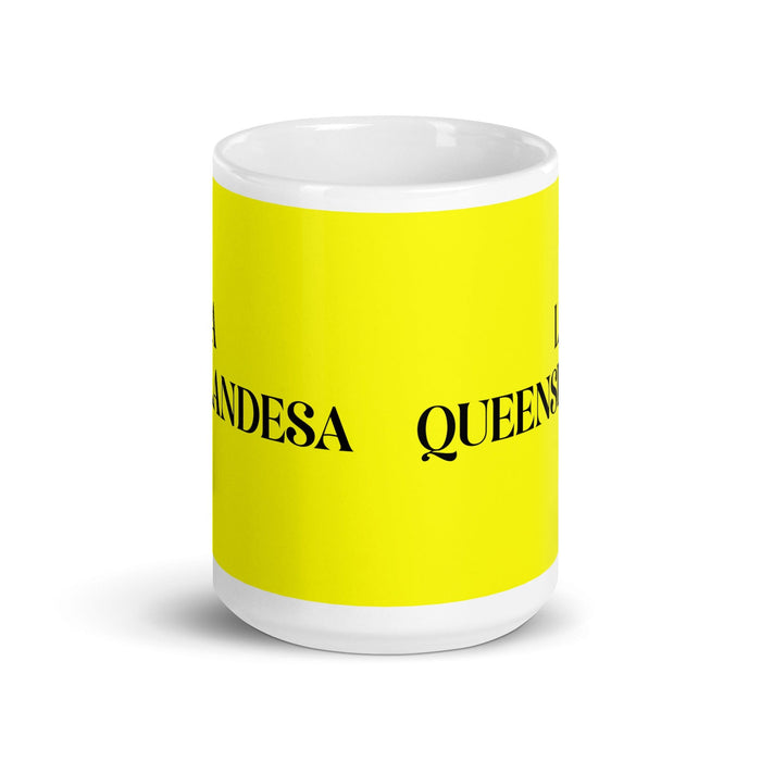 La Queenslandesa The Queenslander Funny Home Office Work Coffee Mug Mexican Spanish Pride Gift White Glossy Cup Yellow Card Mug Mexicada