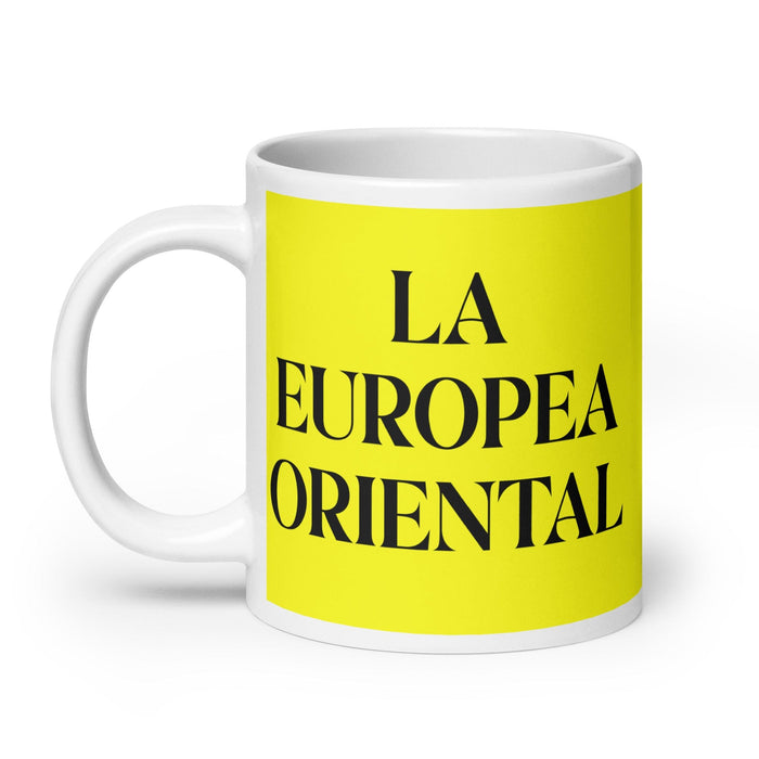 La Europea Oriental The Eastern European Funny Home Office Work Coffee Mug Mexican Spanish Pride Gift White Glossy Cup Yellow Card Mug Mexicada