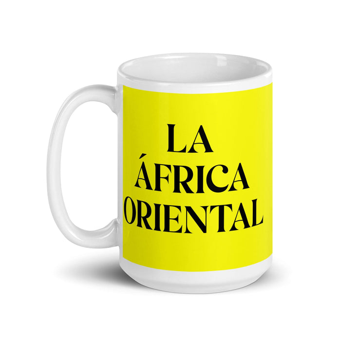 La África Oriental The East African Funny Home Office Work Coffee Mug Mexican Spanish Pride Gift White Glossy Cup Yellow Card Mug Mexicada