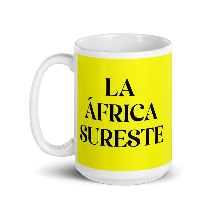 La África Sureste The Southeast African Funny Home Office Work Coffee Mug Mexican Spanish Pride Gift White Glossy Cup Yellow Card Mug Mexicada