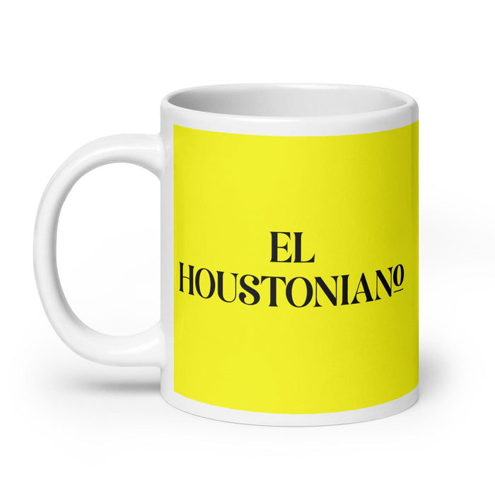 El Houstoniano The Houstonian Funny Home Office Work Coffee Mug Mexican Spanish Pride Gift White Glossy Cup Yellow Card Mug Mexicada