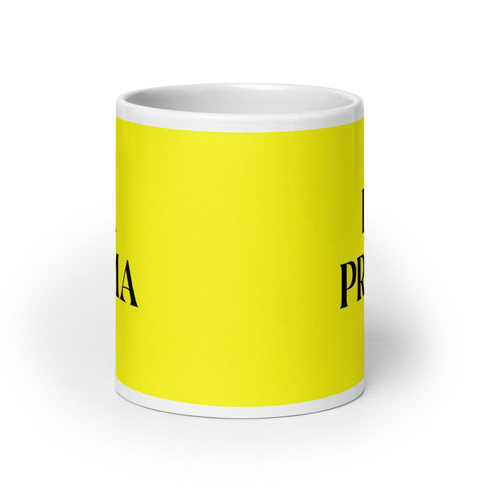 La Prima The Cousin (Female) / The Cousin (Male) Funny Home Office Work Coffee Mug Mexican Spanish Pride Gift White Glossy Cup Yellow Card Mug Mexicada