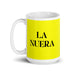 La Nuera The Daughter-In-Law / The Son-In-Law Funny Home Office Work Coffee Mug Mexican Spanish Pride Gift White Glossy Cup Yellow Card Mug Mexicada