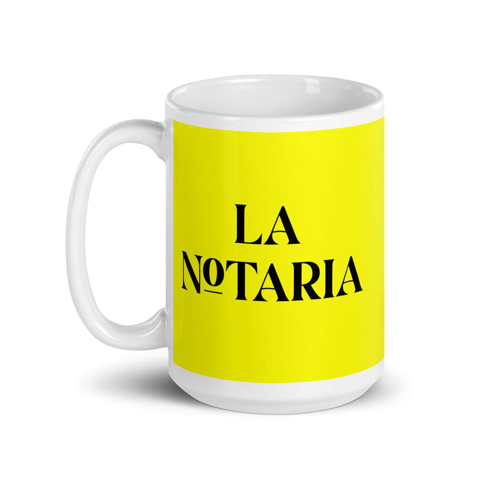 La Notaria The Notary Funny Home Office Work Coffee Mug Mexican Spanish Pride Gift White Glossy Cup Yellow Card Mug Mexicada