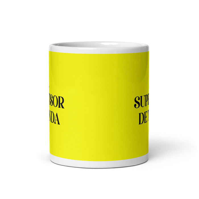 El Supervisor De Tienda The Store Supervisor Funny Home Office Work Coffee Mug Mexican Spanish Pride Gift White Glossy Cup Yellow Card Mug Mexicada