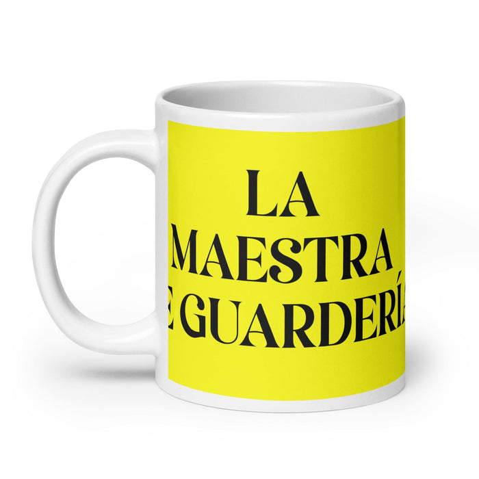 La Maestra De Guardería The Daycare Teacher Funny Home Office Work Coffee Mug Mexican Spanish Pride Gift White Glossy Cup Yellow Card Mug Mexicada