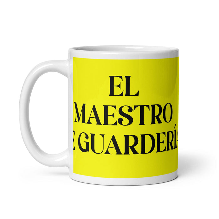 El Maestro De Guardería The Daycare Teacher Funny Home Office Work Coffee Mug Mexican Spanish Pride Gift White Glossy Cup Yellow Card Mug Mexicada