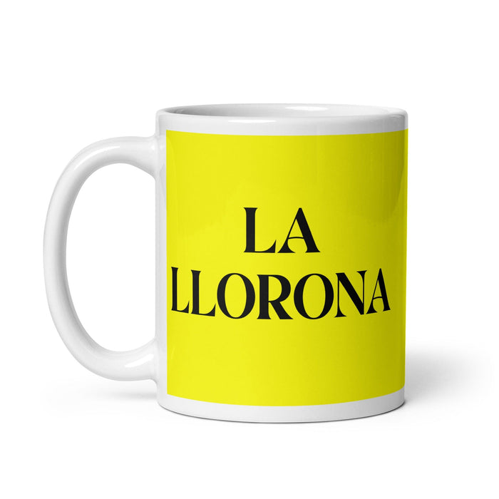 La Llorona The Crybaby Funny Home Office Work Coffee Mug Mexican Spanish Pride Gift White Glossy Cup Yellow Card Mug Mexicada