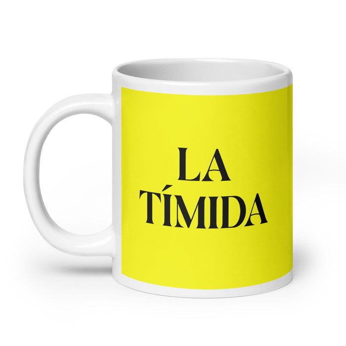 La Tímida The Shy One Funny Home Office Work Coffee Mug Mexican Spanish Pride Gift White Glossy Cup Yellow Card Mug Mexicada