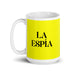 La Espía The Spy Funny Home Office Work Coffee Mug Mexican Spanish Pride Gift White Glossy Cup Yellow Card Mug Mexicada