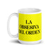 La Obsesiva Del Orden The Order Freak Funny Home Office Work Coffee Mug Mexican Spanish Pride Gift White Glossy Cup Yellow Card Mug Mexicada