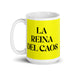 La Reina Del Caos The Queen Of Chaos / The King Of Chaos Funny Home Office Work Coffee Mug Mexican Spanish Pride Gift White Glossy Cup Yellow Card Mug Mexicada