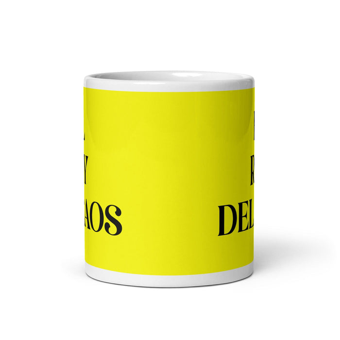 El Rey Del Caos The Queen Of Chaos / The King Of Chaos Funny Home Office Work Coffee Mug Mexican Spanish Pride Gift White Glossy Cup Yellow Card Mug Mexicada