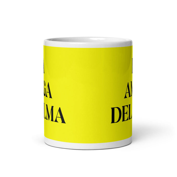 La Amiga Del Alma The Soulmate Friend Funny Home Office Work Coffee Mug Mexican Spanish Pride Gift White Glossy Cup Yellow Card Mug Mexicada