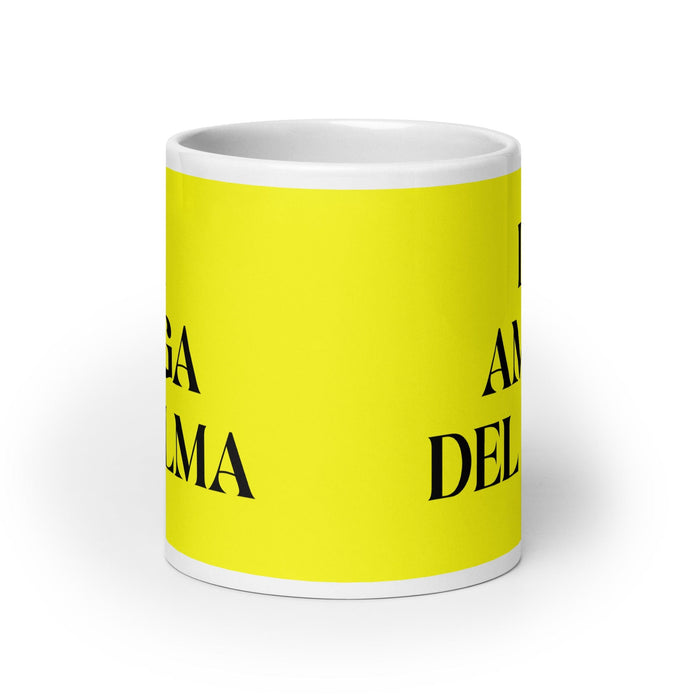 La Amiga Del Alma The Soulmate Friend Funny Home Office Work Coffee Mug Mexican Spanish Pride Gift White Glossy Cup Yellow Card Mug Mexicada