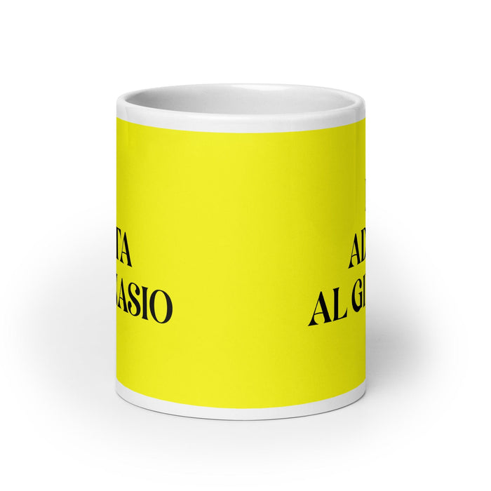 La Adicta Al Gimnasio The Gym Addict Funny Home Office Work Coffee Mug Mexican Spanish Pride Gift White Glossy Cup Yellow Card Mug Mexicada