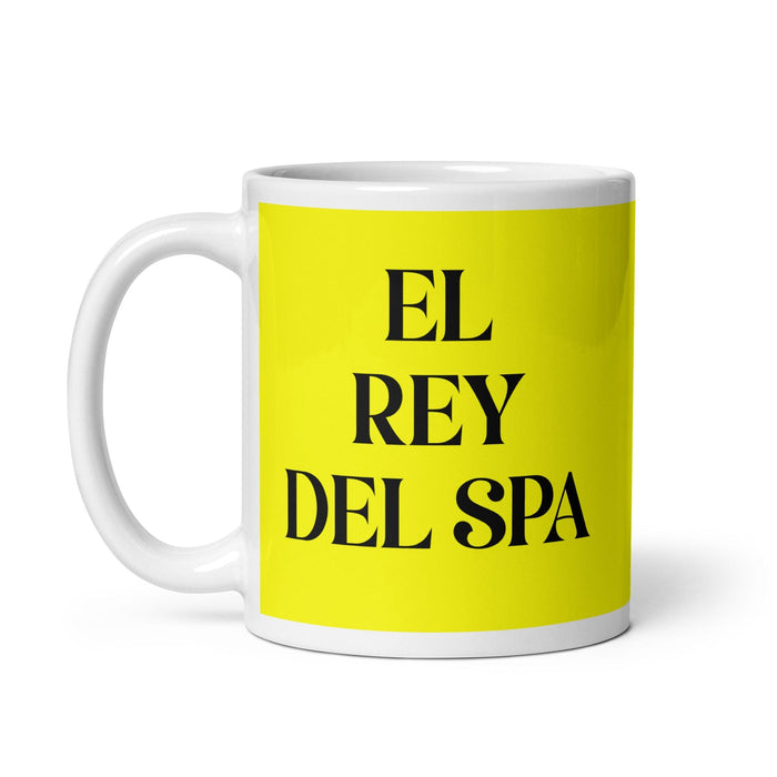 El Rey Del Spa The Spa Queen / King Funny Home Office Work Coffee Mug Mexican Spanish Pride Gift White Glossy Cup Yellow Card Mug Mexicada