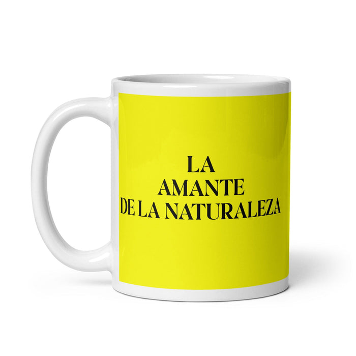 La Amante De La Naturaleza The Nature Lover Funny Home Office Work Coffee Mug Mexican Spanish Pride Gift White Glossy Cup Yellow Card Mug Mexicada