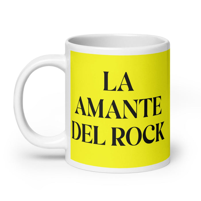 La Amante Del Rock The Rock Music Lover Funny Home Office Work Coffee Mug Mexican Spanish Pride Gift White Glossy Cup Yellow Card Mug Mexicada