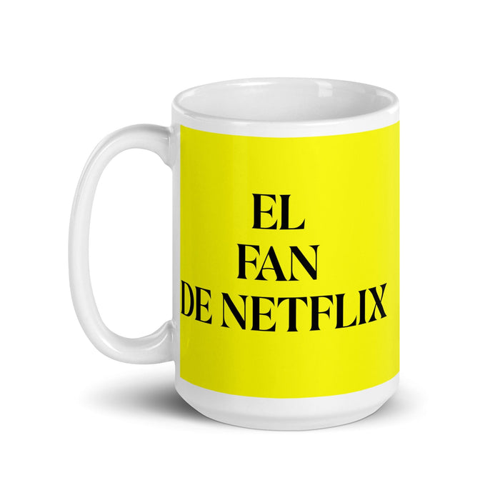 El Fan De Netflix The Netflix Fan Funny Home Office Work Coffee Mug Mexican Spanish Pride Gift White Glossy Cup Yellow Card Mug Mexicada