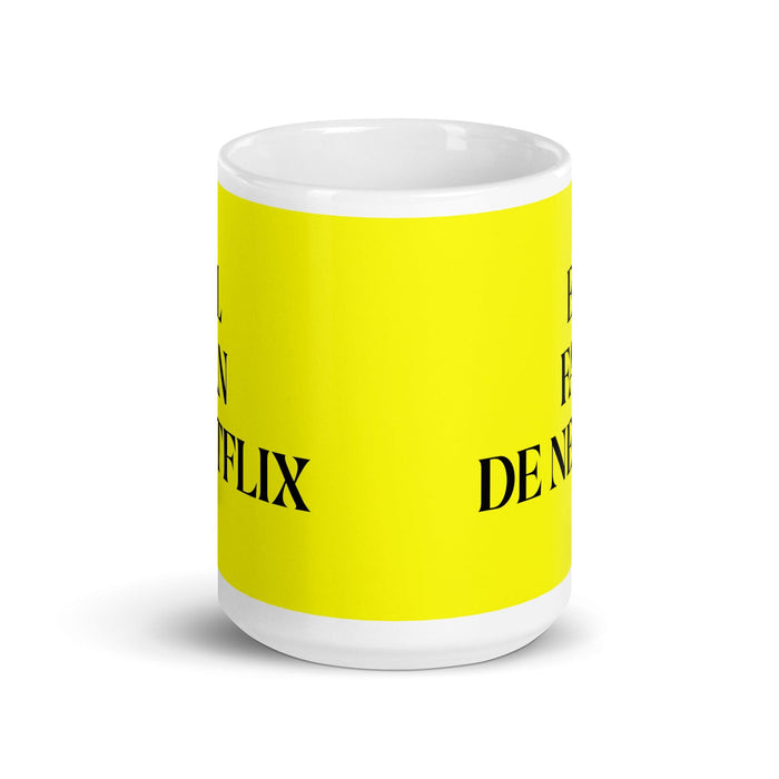 El Fan De Netflix The Netflix Fan Funny Home Office Work Coffee Mug Mexican Spanish Pride Gift White Glossy Cup Yellow Card Mug Mexicada