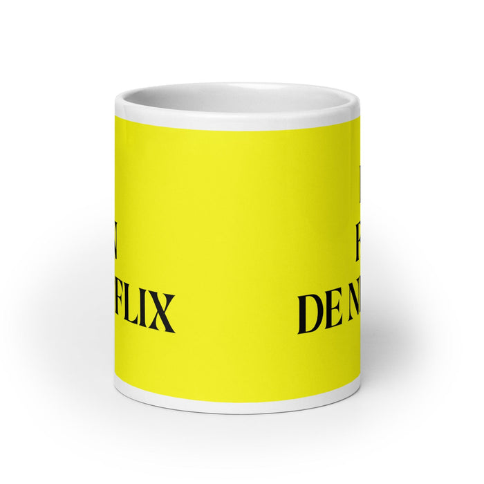 El Fan De Netflix The Netflix Fan Funny Home Office Work Coffee Mug Mexican Spanish Pride Gift White Glossy Cup Yellow Card Mug Mexicada