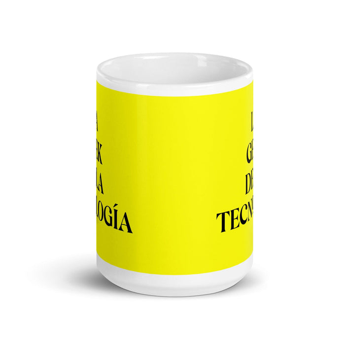 La Geek De La Tecnología The Tech Geek Funny Home Office Work Coffee Mug Mexican Spanish Pride Gift White Glossy Cup Yellow Card Mug Mexicada