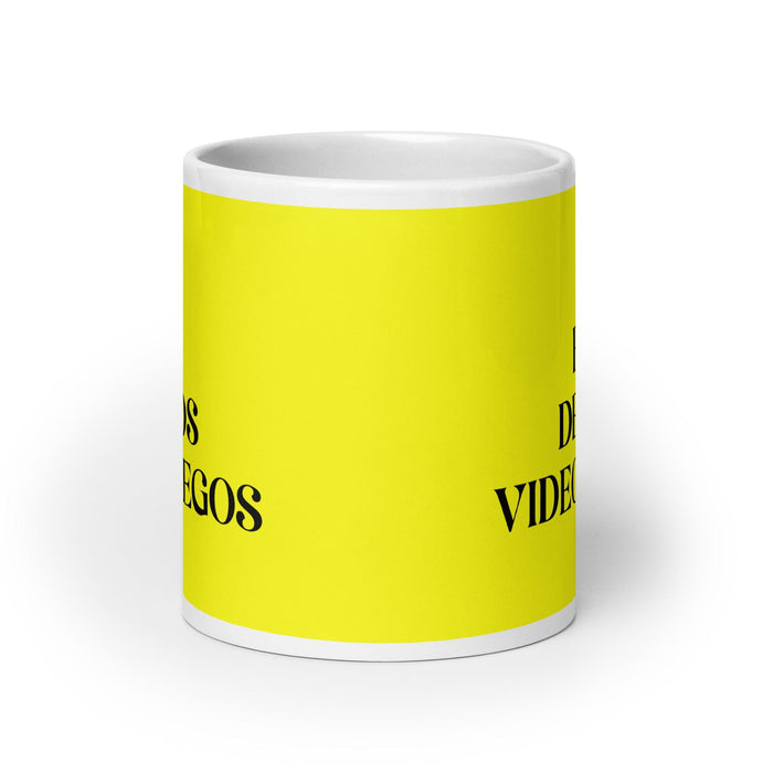 La Fan De Los Videojuegos The Video Game Fan Funny Home Office Work Coffee Mug Mexican Spanish Pride Gift White Glossy Cup Yellow Card Mug Mexicada