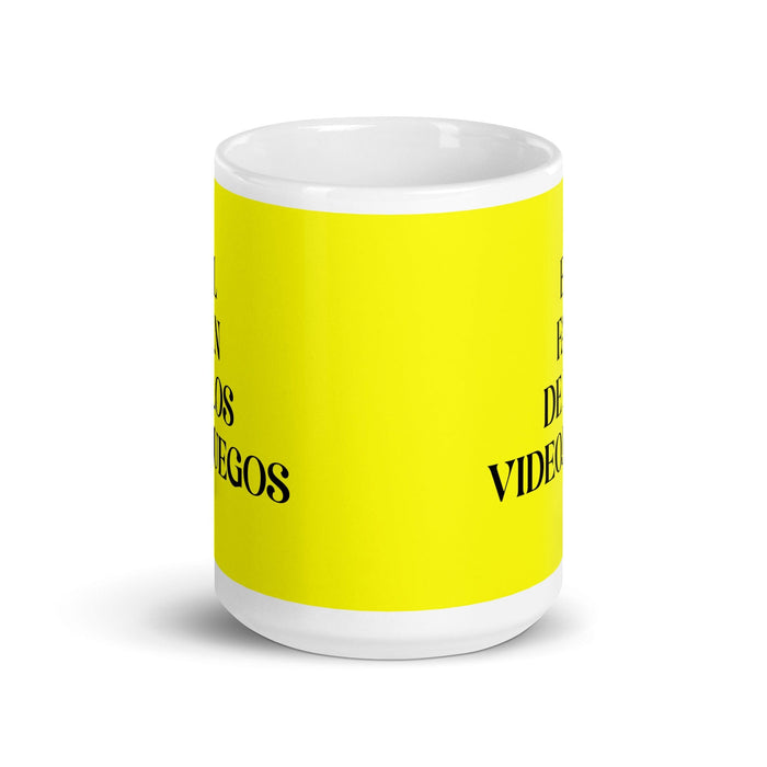 El Fan De Los Videojuegos The Video Game Fan Funny Home Office Work Coffee Mug Mexican Spanish Pride Gift White Glossy Cup Yellow Card Mug Mexicada