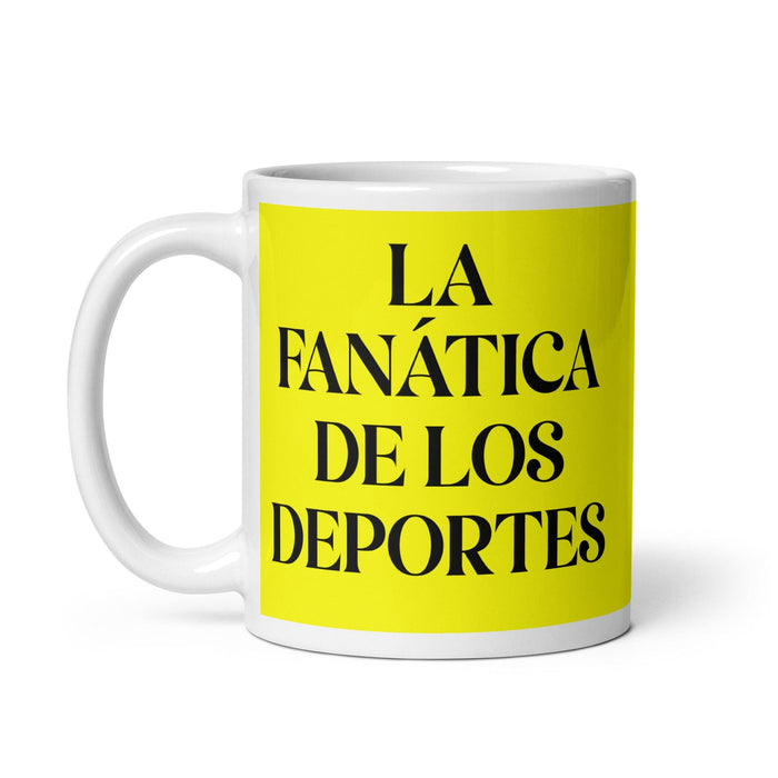 La Fanática De Los Deportes The Sports Fan Funny Home Office Work Coffee Mug Mexican Spanish Pride Gift White Glossy Cup Yellow Card Mug Mexicada