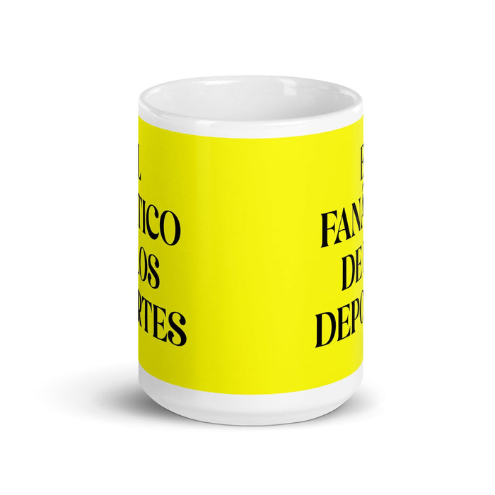 El Fanático De Los Deportes The Sports Fan Funny Home Office Work Coffee Mug Mexican Spanish Pride Gift White Glossy Cup Yellow Card Mug Mexicada