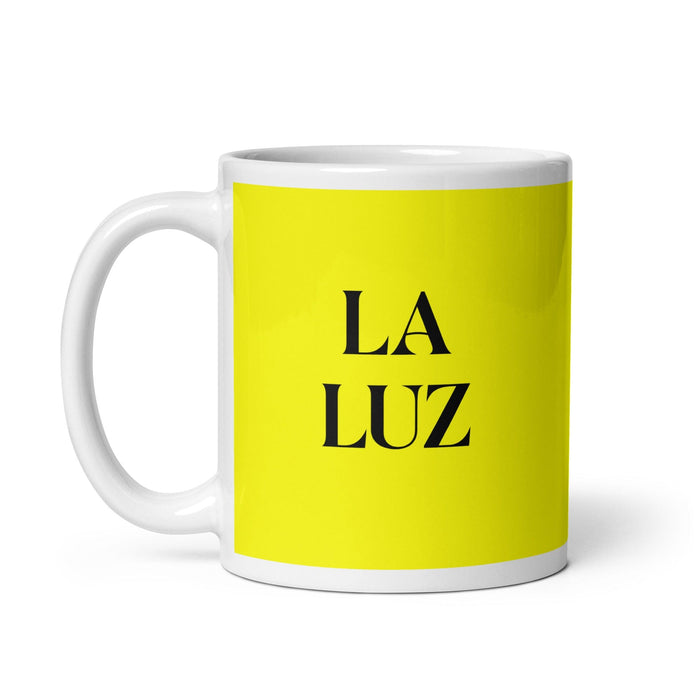 La Luz The Light Funny Home Office Work Coffee Mug Mexican Spanish Pride Gift White Glossy Cup Yellow Card Mug Mexicada