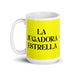 La Jugadora Estrella The Star Player Funny Home Office Work Coffee Mug Mexican Spanish Pride Gift White Glossy Cup Yellow Card Mug Mexicada