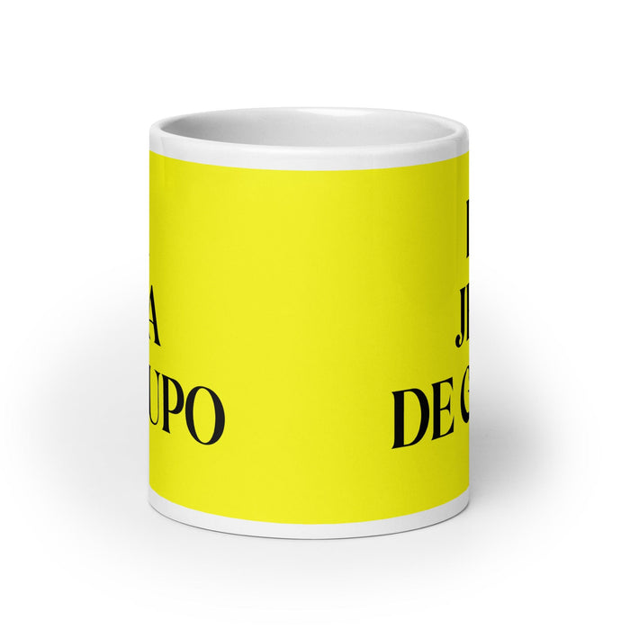 La Jefa De Grupo The Group Leader Funny Home Office Work Coffee Mug Mexican Spanish Pride Gift White Glossy Cup Yellow Card Mug Mexicada