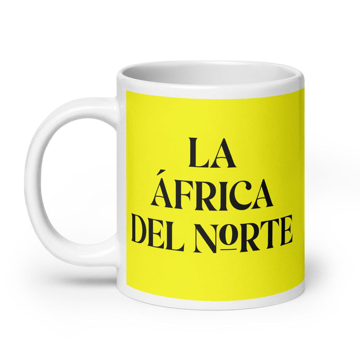 La África Del Norte The North African Funny Home Office Work Coffee Mug Mexican Spanish Pride Gift White Glossy Cup Yellow Card Mug Mexicada