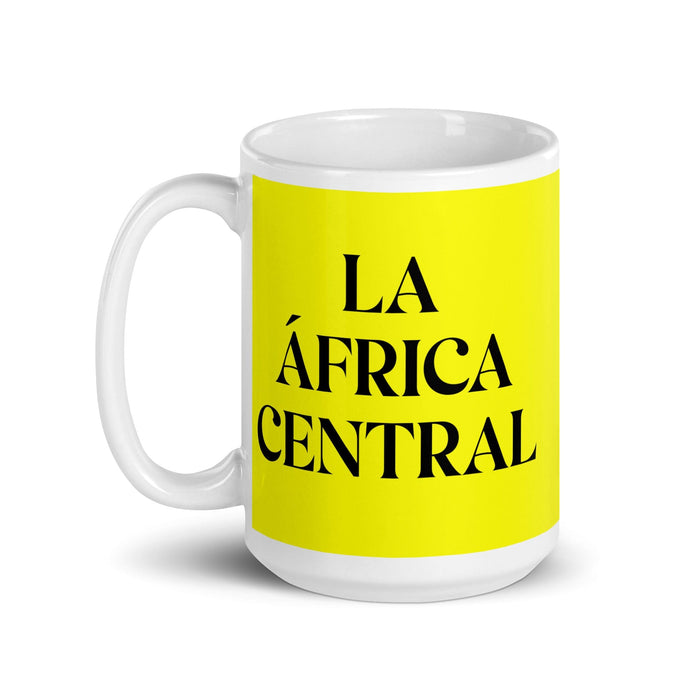 La África Central The Central African Funny Home Office Work Coffee Mug Mexican Spanish Pride Gift White Glossy Cup Yellow Card Mug Mexicada