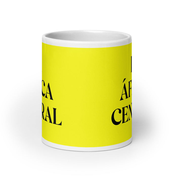 La África Central The Central African Funny Home Office Work Coffee Mug Mexican Spanish Pride Gift White Glossy Cup Yellow Card Mug Mexicada