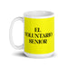 El Voluntario Senior The Senior Volunteer Funny Home Office Work Coffee Mug Mexican Spanish Pride Gift White Glossy Cup Yellow Card Mug Mexicada