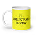 El Voluntario Senior The Senior Volunteer Funny Home Office Work Coffee Mug Mexican Spanish Pride Gift White Glossy Cup Yellow Card Mug Mexicada