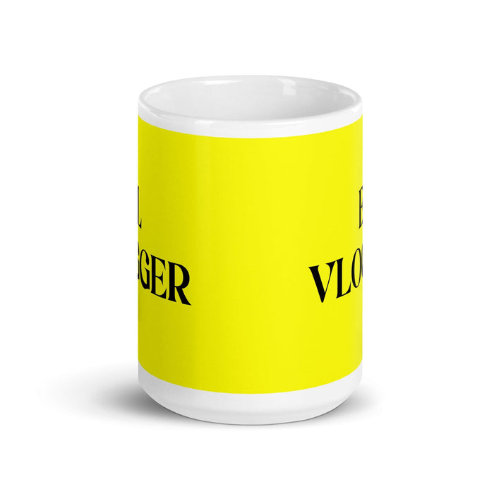 El Vlogger The Vlogger Funny Home Office Work Coffee Mug Mexican Spanish Pride Gift White Glossy Cup Yellow Card Mug Mexicada