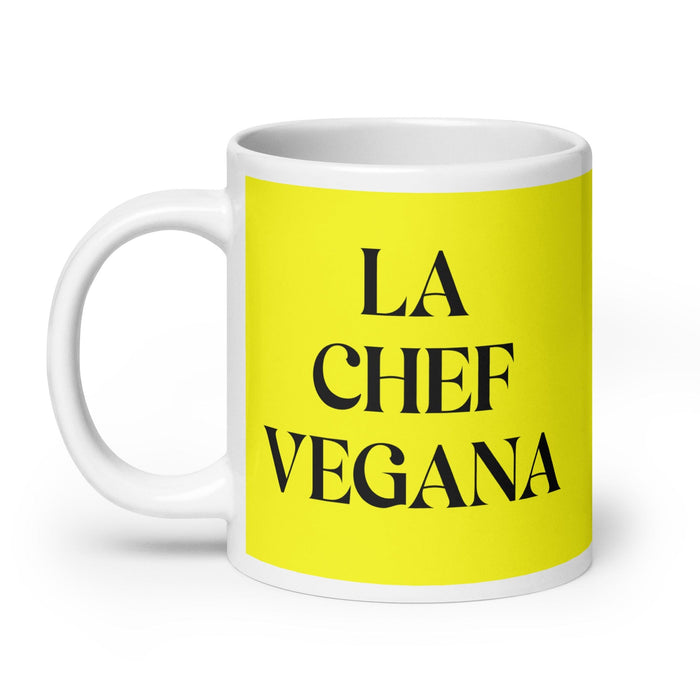 La Chef Vegana The Vegan Chef Funny Home Office Work Coffee Mug Mexican Spanish Pride Gift White Glossy Cup Yellow Card Mug Mexicada